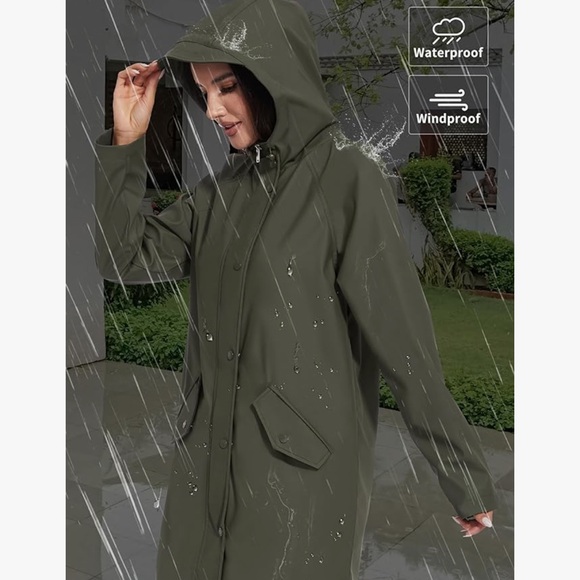 Forest green rain coat jacket - Picture 2 of 7